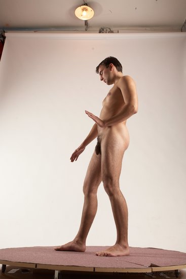 Nude Man White Standing poses - ALL Slim Short Brown Standing poses - simple Multi angles poses Realistic