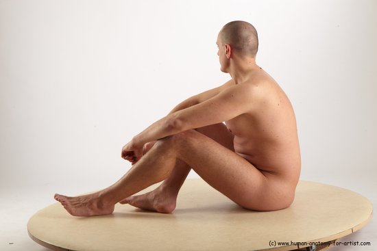 Nude Man White Sitting poses - simple Average Short Brown Sitting poses - ALL Realistic