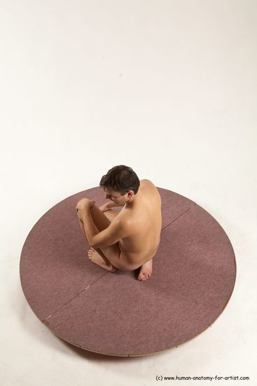 Nude Man White Kneeling poses - ALL Slim Short Brown Kneeling poses - on one knee Multi angles poses Realistic