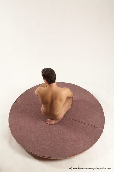 Nude Man White Kneeling poses - ALL Slim Short Brown Kneeling poses - on one knee Multi angles poses Realistic