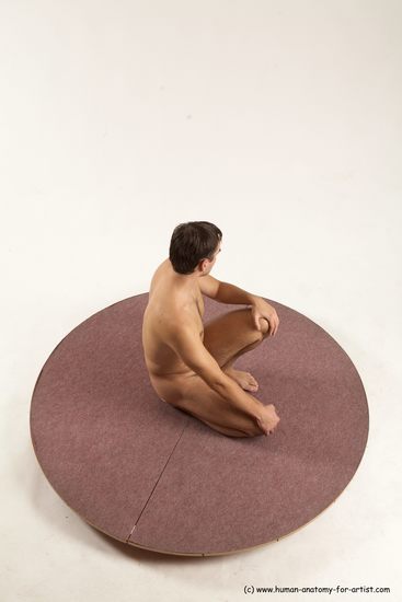 Nude Man White Kneeling poses - ALL Slim Short Brown Kneeling poses - on one knee Multi angles poses Realistic