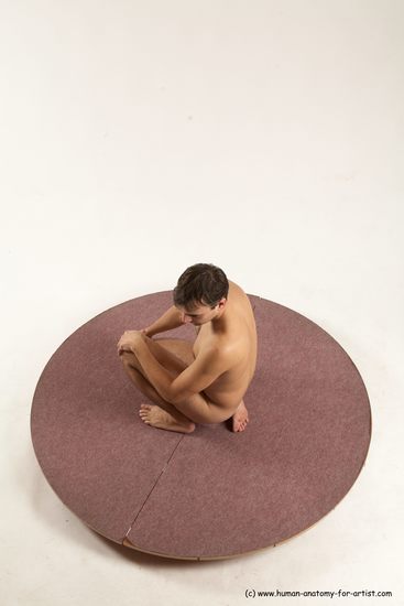 Nude Man White Kneeling poses - ALL Slim Short Brown Kneeling poses - on one knee Multi angles poses Realistic