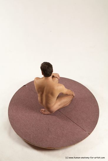 Nude Man White Kneeling poses - ALL Slim Short Brown Kneeling poses - on one knee Multi angles poses Realistic