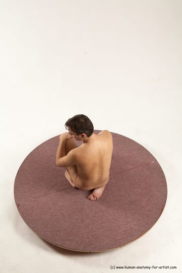 Nude Man White Kneeling poses - ALL Slim Short Brown Kneeling poses - on one knee Multi angles poses Realistic