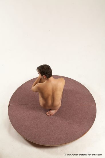 Nude Man White Kneeling poses - ALL Slim Short Brown Kneeling poses - on one knee Multi angles poses Realistic