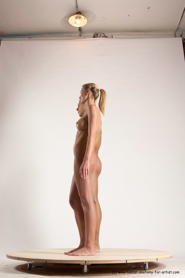 Nude Woman - Man Another Standing poses - ALL Slim Short Brown Standing poses - simple Multi angles poses Realistic