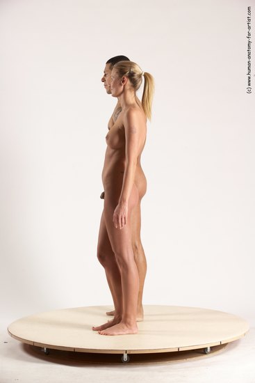 Nude Woman - Man Another Standing poses - ALL Slim Short Brown Standing poses - simple Multi angles poses Realistic