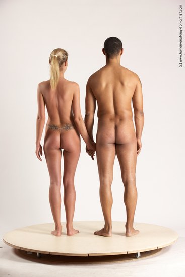 Nude Woman - Man Another Standing poses - ALL Slim Short Brown Standing poses - simple Multi angles poses Realistic