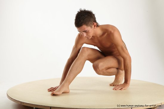 Nude Man White Standing poses - ALL Athletic Short Brown Standing poses - knee-bend Realistic