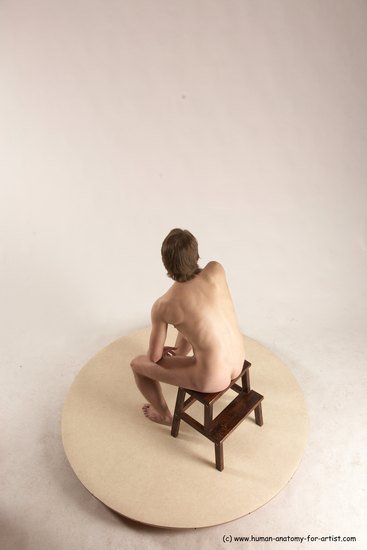 Nude Man White Sitting poses - simple Slim Short Brown Sitting poses - ALL Multi angles poses Realistic