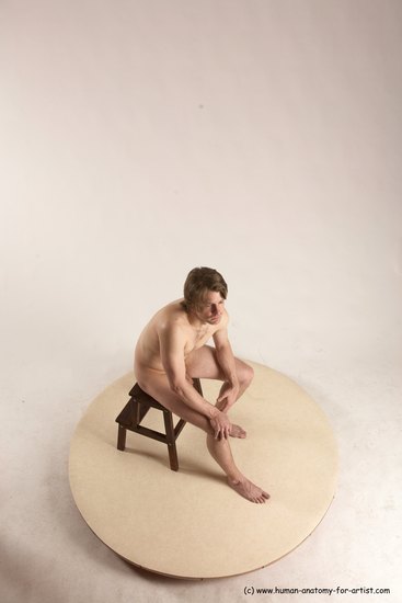 Nude Man White Sitting poses - simple Slim Short Brown Sitting poses - ALL Multi angles poses Realistic