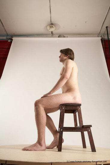 Nude Man White Sitting poses - simple Slim Short Brown Sitting poses - ALL Multi angles poses Realistic