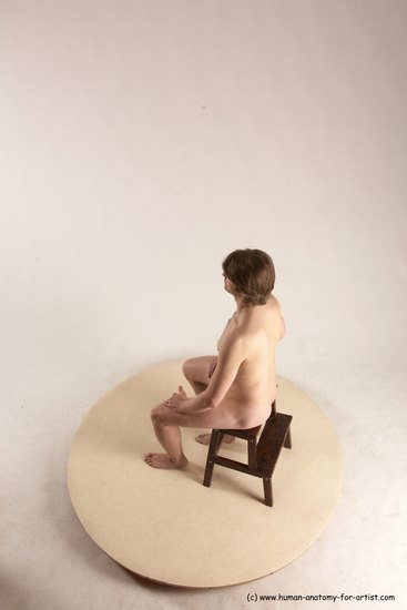 Nude Man White Sitting poses - simple Slim Short Brown Sitting poses - ALL Multi angles poses Realistic