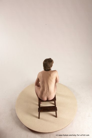 Nude Man White Sitting poses - simple Slim Short Brown Sitting poses - ALL Multi angles poses Realistic