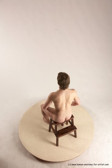 Nude Man White Sitting poses - simple Slim Short Brown Sitting poses - ALL Multi angles poses Realistic