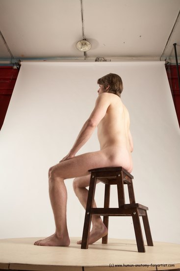 Nude Man White Sitting poses - simple Slim Short Brown Sitting poses - ALL Multi angles poses Realistic