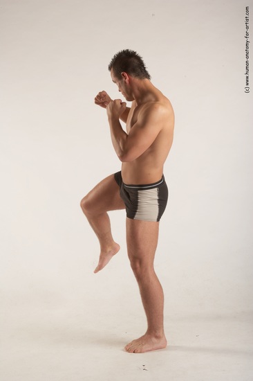 Underwear Martial art Man White Standing poses - ALL Average Short Brown Standing poses - simple Academic