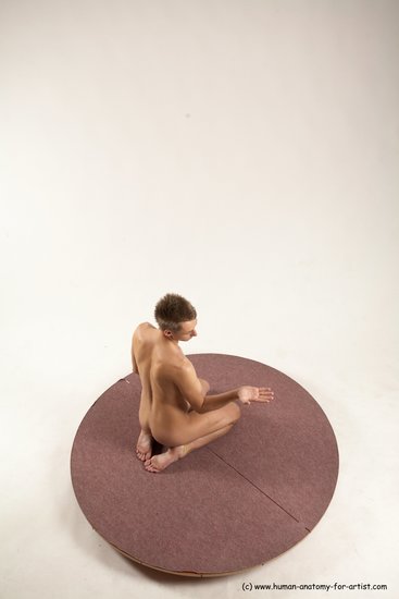 Nude Man White Kneeling poses - ALL Slim Short Brown Kneeling poses - on both knees Multi angles poses Realistic