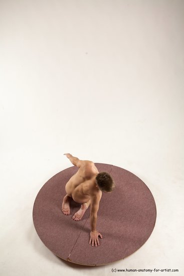 Nude Man White Kneeling poses - ALL Slim Short Brown Kneeling poses - on both knees Multi angles poses Realistic