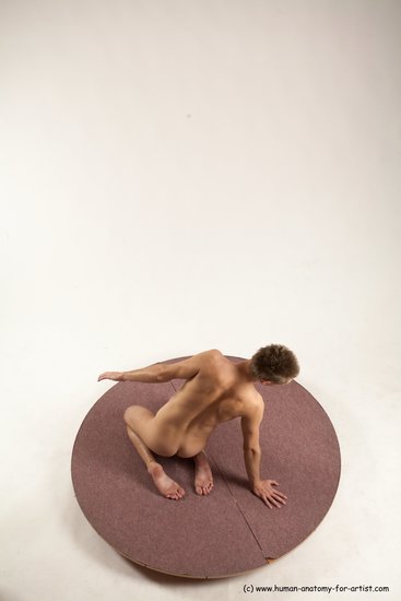 Nude Man White Kneeling poses - ALL Slim Short Brown Kneeling poses - on both knees Multi angles poses Realistic