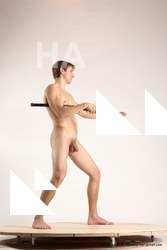 Nude Fighting with sword Man White Standing poses - ALL Athletic Short Brown Standing poses - simple Multi angles poses Realistic