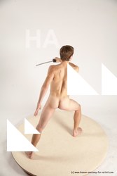 Nude Fighting with sword Man White Standing poses - ALL Athletic Short Brown Standing poses - simple Multi angles poses Realistic