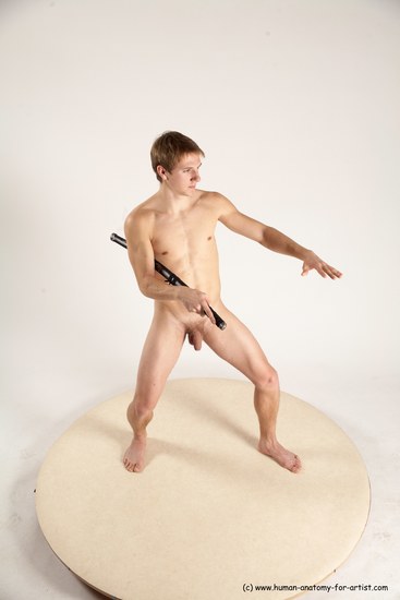 Nude Fighting with sword Man White Standing poses - ALL Athletic Short Brown Standing poses - simple Multi angles poses Realistic