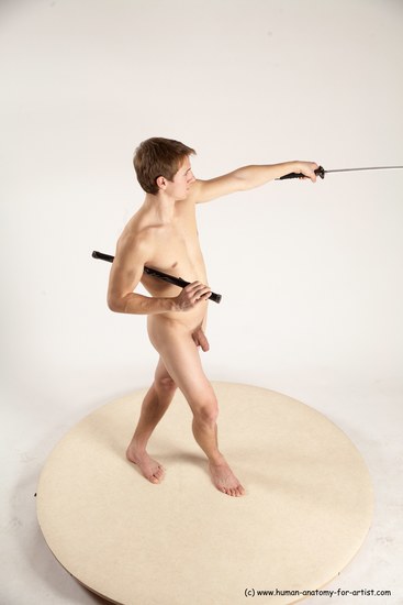 Nude Fighting with sword Man White Standing poses - ALL Athletic Short Brown Standing poses - simple Multi angles poses Realistic