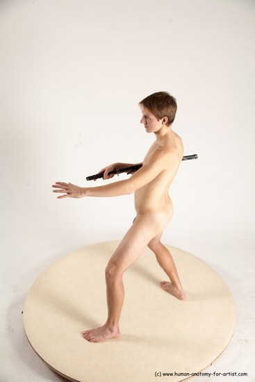 Nude Fighting with sword Man White Standing poses - ALL Athletic Short Brown Standing poses - simple Multi angles poses Realistic