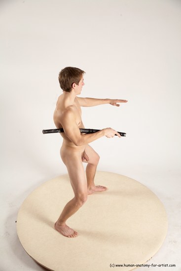 Nude Fighting with sword Man White Standing poses - ALL Athletic Short Brown Standing poses - simple Multi angles poses Realistic