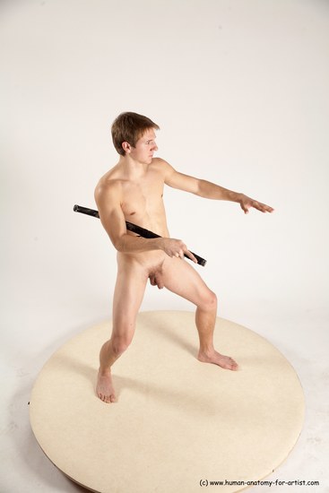 Nude Fighting with sword Man White Standing poses - ALL Athletic Short Brown Standing poses - simple Multi angles poses Realistic