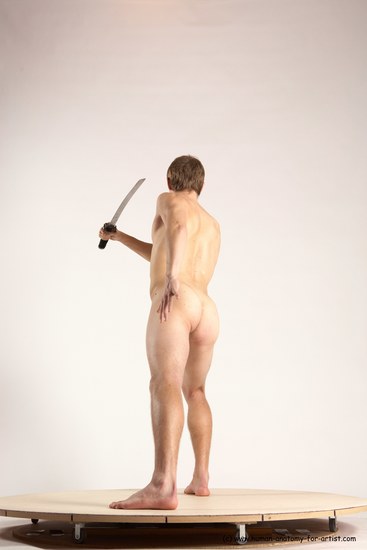 Nude Fighting with sword Man White Standing poses - ALL Athletic Short Brown Standing poses - simple Multi angles poses Realistic