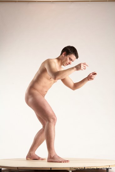 Nude Man White Standing poses - ALL Average Short Brown Standing poses - simple Multi angles poses Realistic