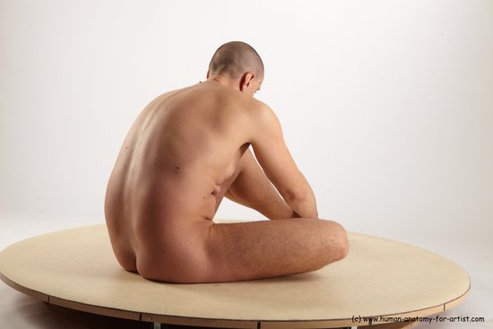 Nude Man White Sitting poses - simple Average Short Brown Sitting poses - ALL Realistic