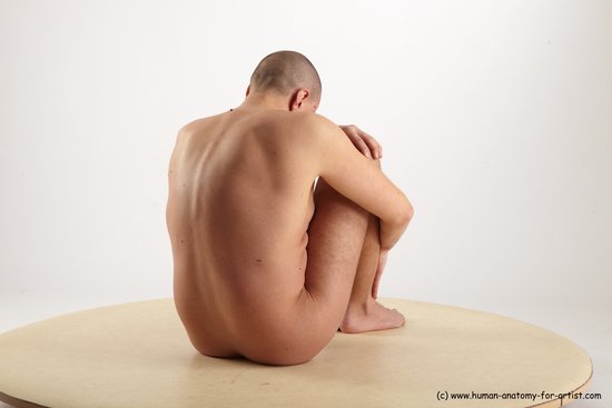 Nude Man White Sitting poses - simple Average Short Brown Sitting poses - ALL Realistic