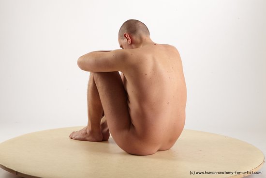 Nude Man White Sitting poses - simple Average Short Brown Sitting poses - ALL Realistic