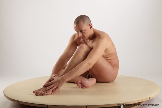 Nude Man White Sitting poses - simple Average Short Brown Sitting poses - ALL Realistic