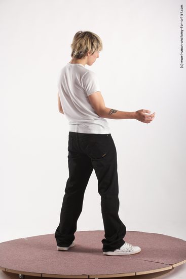 Casual Man White Standing poses - ALL Slim Short Blond Standing poses - simple Academic