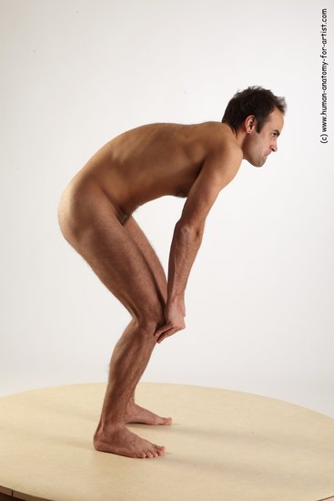 Nude Man White Standing poses - ALL Slim Short Standing poses - bend over Black Realistic