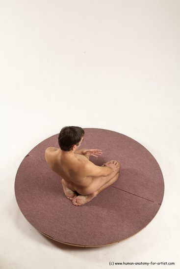 Nude Man White Slim Short Brown Sitting poses - ALL Sitting poses - on knees Multi angles poses Realistic