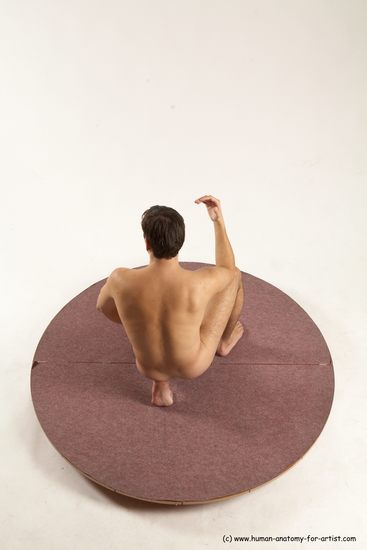 Nude Man White Kneeling poses - ALL Slim Short Brown Kneeling poses - on one knee Multi angles poses Realistic