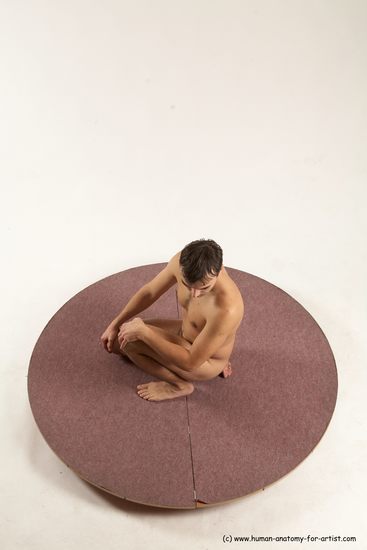 Nude Man White Sitting poses - simple Slim Short Brown Sitting poses - ALL Multi angles poses Realistic