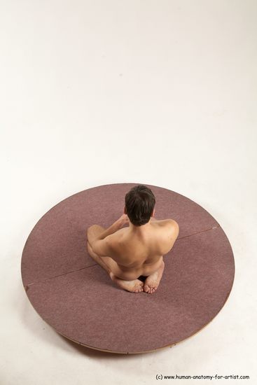 Nude Man White Slim Short Brown Sitting poses - ALL Sitting poses - on knees Multi angles poses Realistic