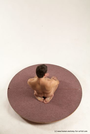 Nude Man White Slim Short Brown Sitting poses - ALL Sitting poses - on knees Multi angles poses Realistic