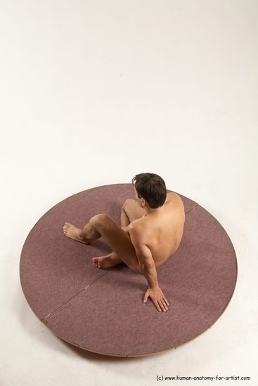 Nude Man White Sitting poses - simple Slim Short Brown Sitting poses - ALL Multi angles poses Realistic