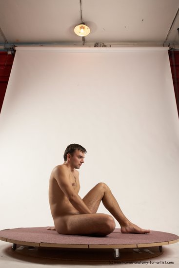 Nude Man White Sitting poses - simple Slim Short Brown Sitting poses - ALL Multi angles poses Realistic