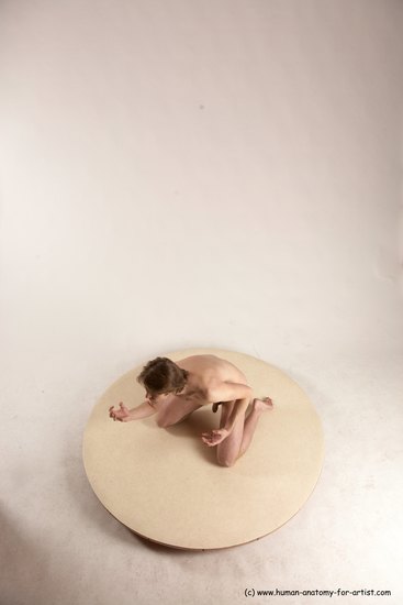 Nude Man White Kneeling poses - ALL Slim Short Brown Kneeling poses - on both knees Multi angles poses Realistic