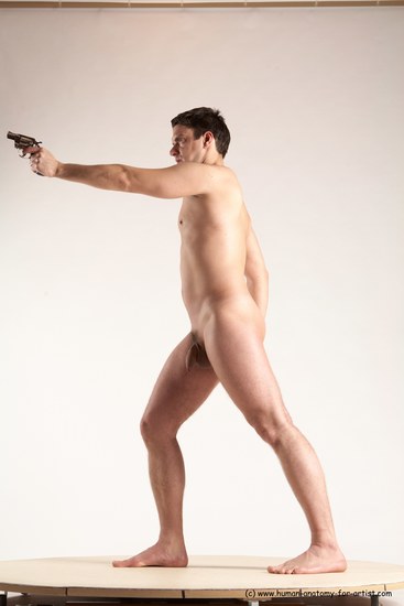 Nude Fighting with gun Man White Standing poses - ALL Average Short Brown Standing poses - simple Multi angles poses Realistic