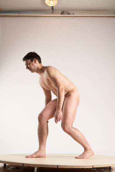 Nude Man White Standing poses - ALL Average Short Brown Standing poses - bend over Multi angles poses Realistic