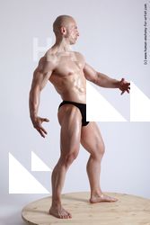 Swimsuit Man White Standing poses - ALL Muscular Bald Standing poses - simple Academic